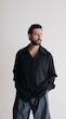 double collar black shirt