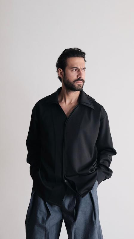 double collar black shirt