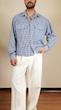 blue checkered shirt