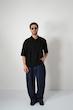 black pleated poloshirt