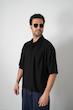 black pleated poloshirt