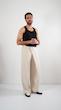  creamy overlap wide leg trousers