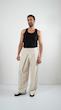  creamy overlap wide leg trousers