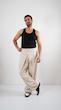  creamy overlap wide leg trousers