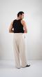  creamy overlap wide leg trousers