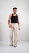  creamy overlap wide leg trousers