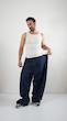  button fold avant garde denim pants