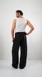 button fold avant garde black cotton pants