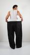 button fold avant garde black cotton pants