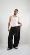 button fold avant garde black cotton pants