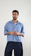 blue striped boxy shirt