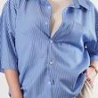 blue striped boxy shirt