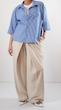 creamy overlap wide leg trousers