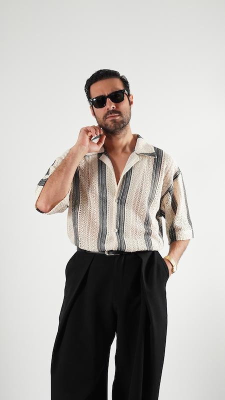 striped textured resort shirt