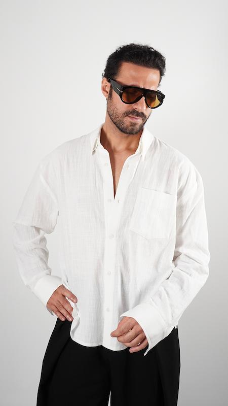 single pocket white shirt