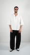 white open placket textured shirt