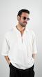 white open placket textured shirt