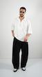 white open placket textured shirt
