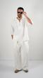 white open placket textured shirt