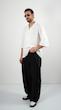 white open placket textured shirt
