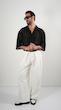black open placket textured shirt