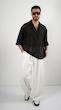 black open placket textured shirt