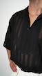 black open placket textured shirt