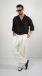 black open placket textured shirt