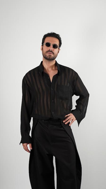 single pocket black shirt