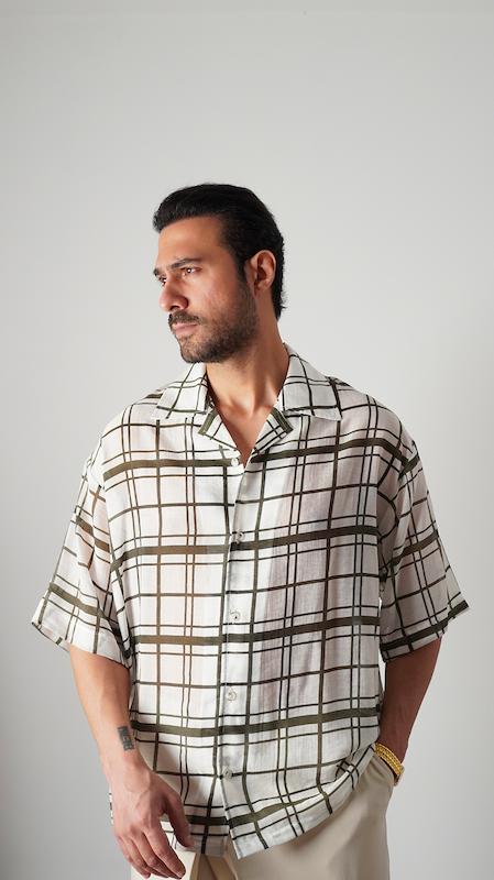 windowpane halfsleeve shirt