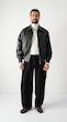 black leather bomber jacket