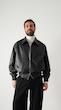 black leather bomber jacket