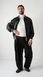 black leather bomber jacket