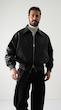 black leather bomber jacket