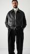 black leather bomber jacket