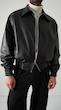 black leather bomber jacket