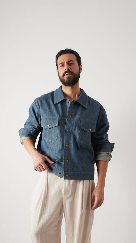 washed light blue denim jacket