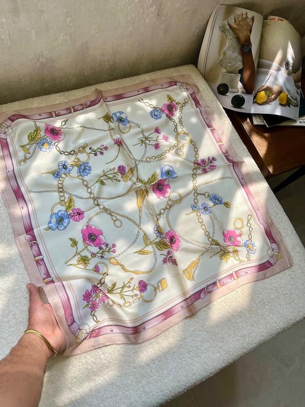مینی اسکارف ساتن ابریشم طرحدار 