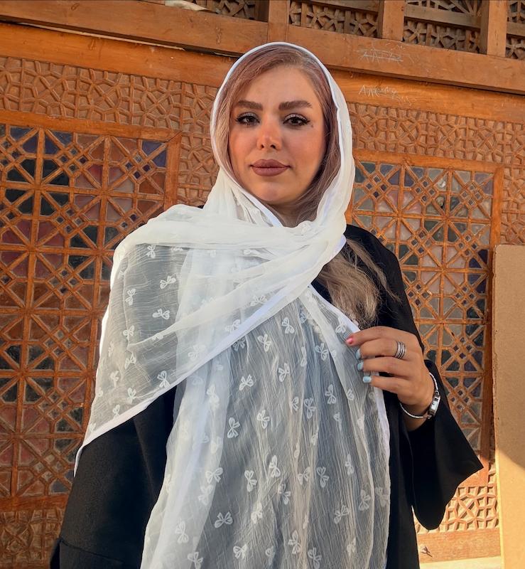 شال حریر شیفون وارداتی سفید 