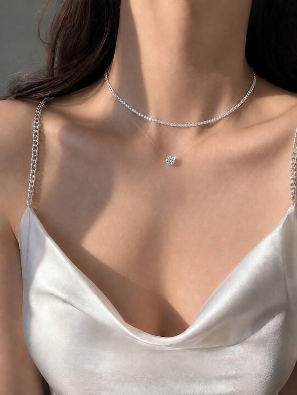 گردنبند نامرئی تک نگین 