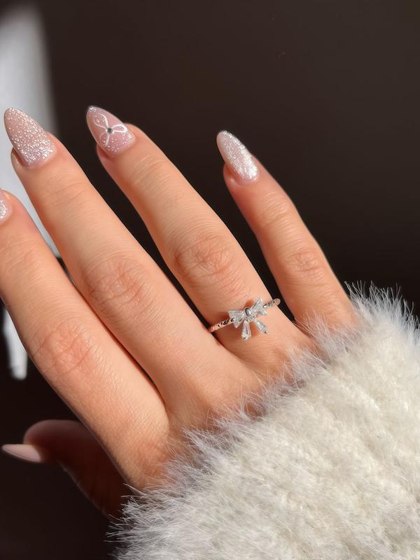 انگشتر پاپیون ابکاری نقره