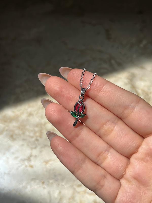 گردنبند گل رز سوارسکی