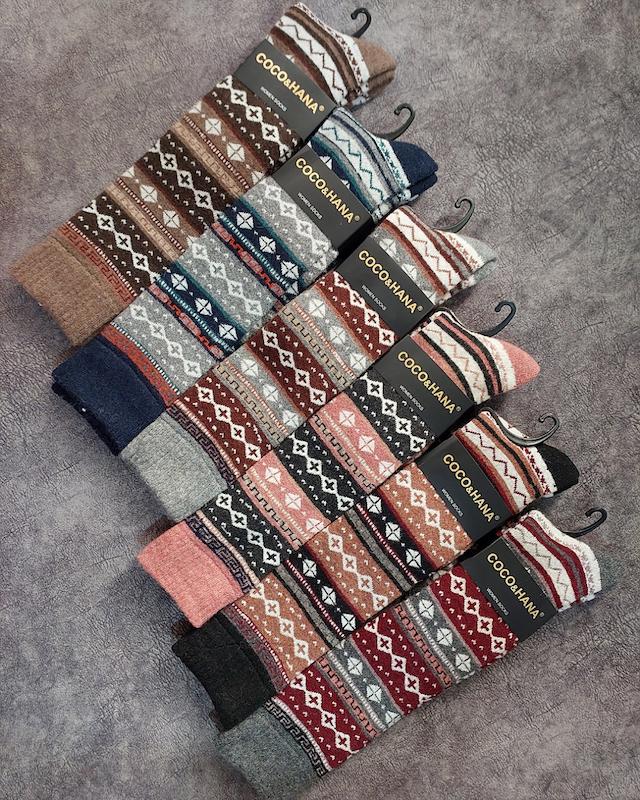 جوراب زیر زانو پشمی طرحدار وارداتی