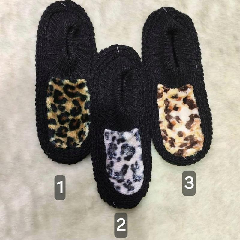 پاپوش بافت رویه پلنگی کف چرمی