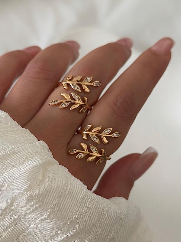 انگشتر برگ طرح طلا ژوپینگ