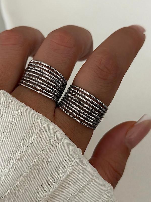انگشتر چندلاین تراش ژوپینگ - نقره ای