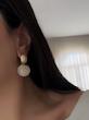 گوشواره دوگوی صدفی و قهوه ای