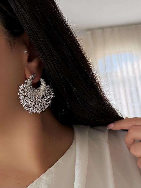 گوشواره جواهری ماه نگینی