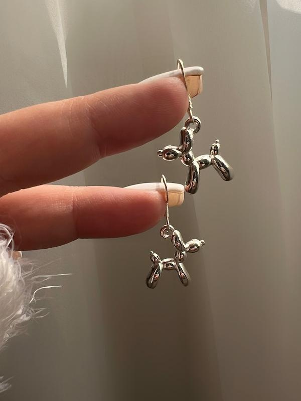 گوشواره سگ بادکنکی ابکاری نقره 