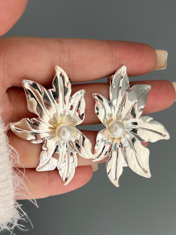 گوشواره گل ابکاری نقره